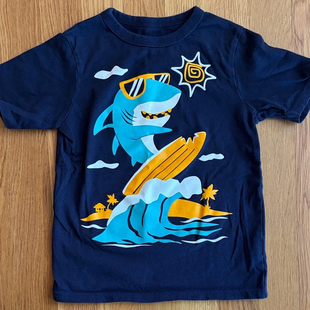 4T The Children's Place Surfing Shark Graphic Tee